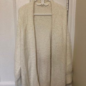 Oversize fuzzy white cardigan